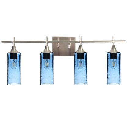 513 Lunar: 4 Light Wall Vanity-Glass-Bicycle Glass Co - Hotshop-Steel Blue-Brushed Nickel-Bicycle Glass Co