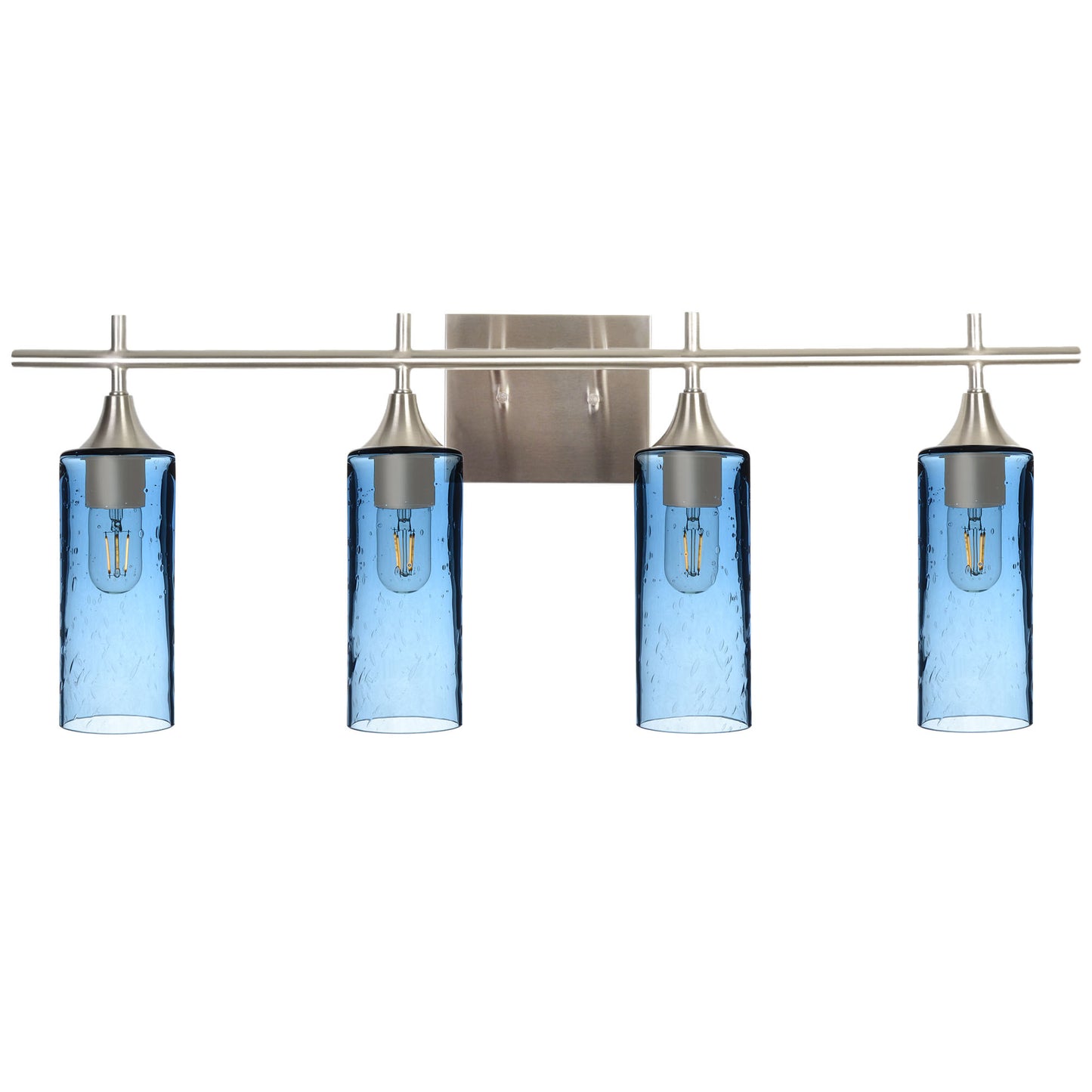 513 Lunar: 4 Light Wall Vanity-Glass-Bicycle Glass Co - Hotshop-Steel Blue-Brushed Nickel-Bicycle Glass Co