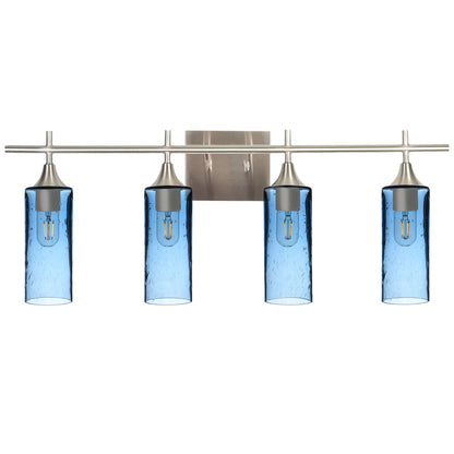513 Lunar: 4 Light Wall Vanity-Glass-Bicycle Glass Co - Hotshop-Steel Blue-Brushed Nickel-Bicycle Glass Co