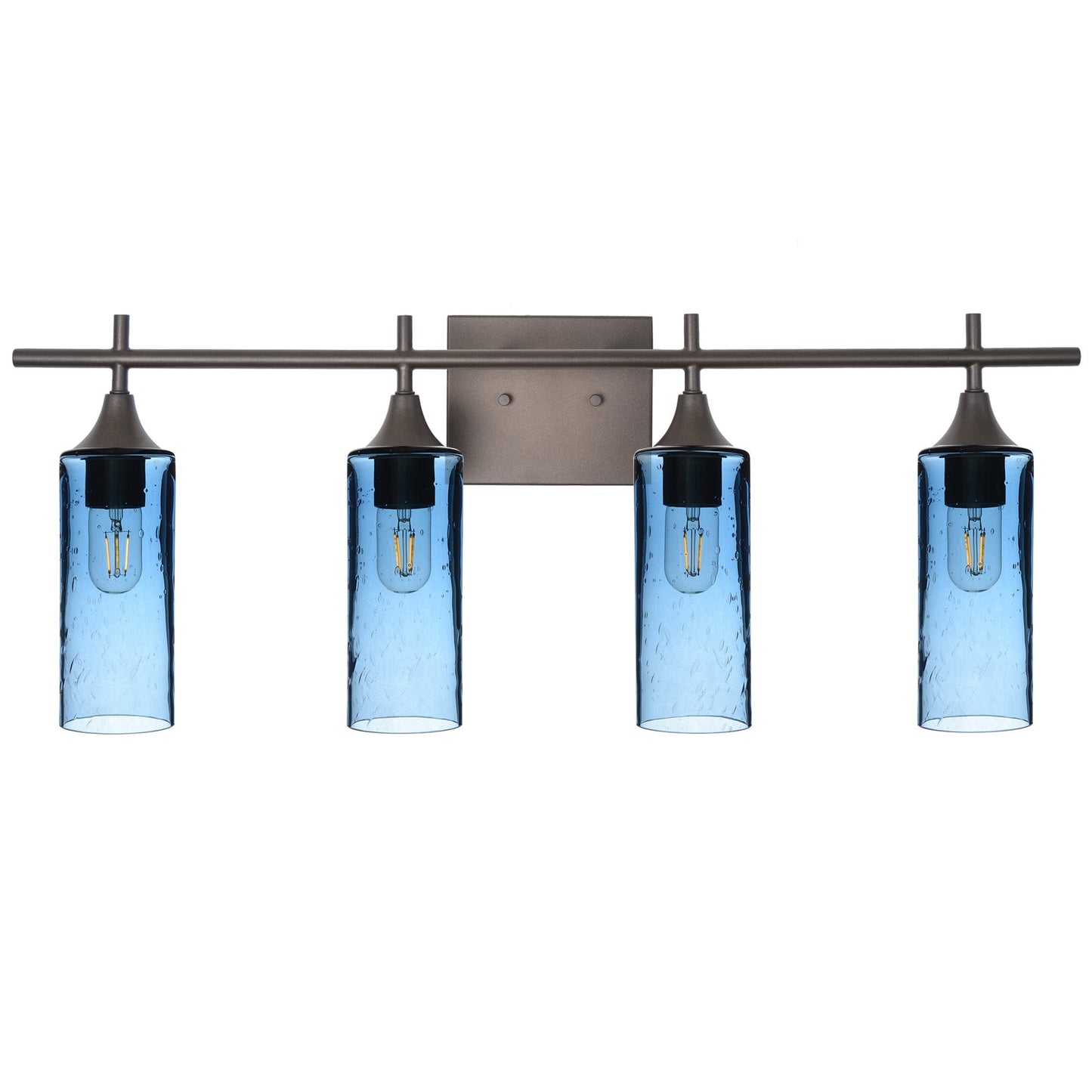 513 Lunar: 4 Light Wall Vanity-Glass-Bicycle Glass Co - Hotshop-Steel Blue-Dark Bronze-Bicycle Glass Co