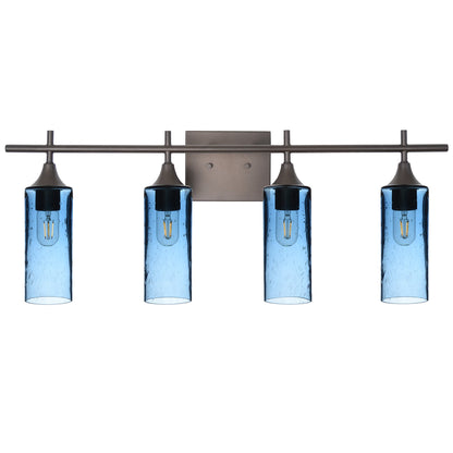 513 Lunar: 4 Light Wall Vanity-Glass-Bicycle Glass Co - Hotshop-Steel Blue-Dark Bronze-Bicycle Glass Co