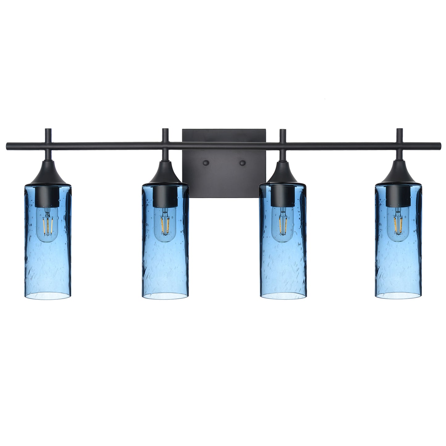 513 Lunar: 4 Light Wall Vanity-Glass-Bicycle Glass Co - Hotshop-Steel Blue-Matte Black-Bicycle Glass Co