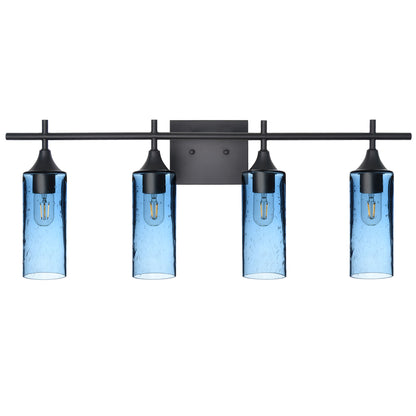 513 Lunar: 4 Light Wall Vanity-Glass-Bicycle Glass Co - Hotshop-Steel Blue-Matte Black-Bicycle Glass Co