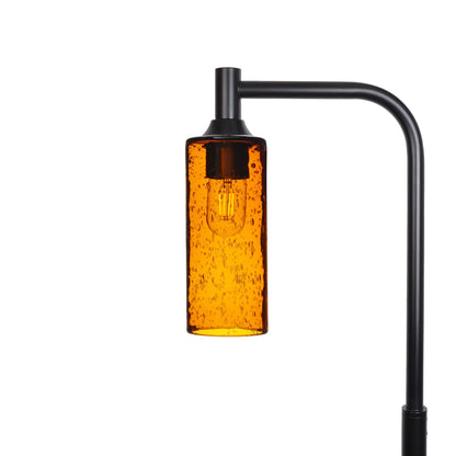 513 Lunar: Floor Lamp-Glass-Bicycle Glass Co - Hotshop-Golden Amber-Matte Black-Bicycle Glass Co