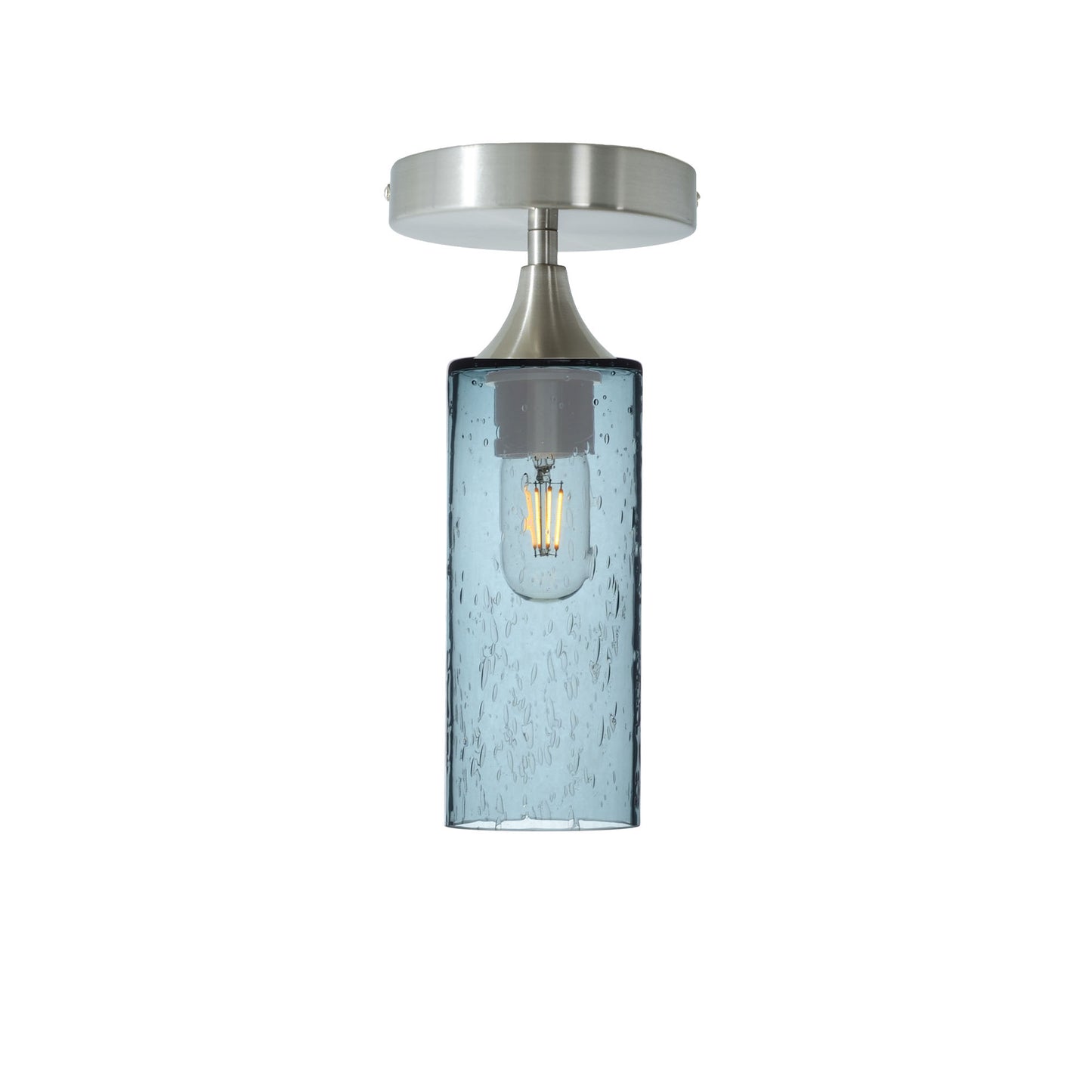 513 Lunar: Semi Flush Light-Glass-Bicycle Glass Co - Hotshop-Slate Gray-Brushed Nickel-Bicycle Glass Co