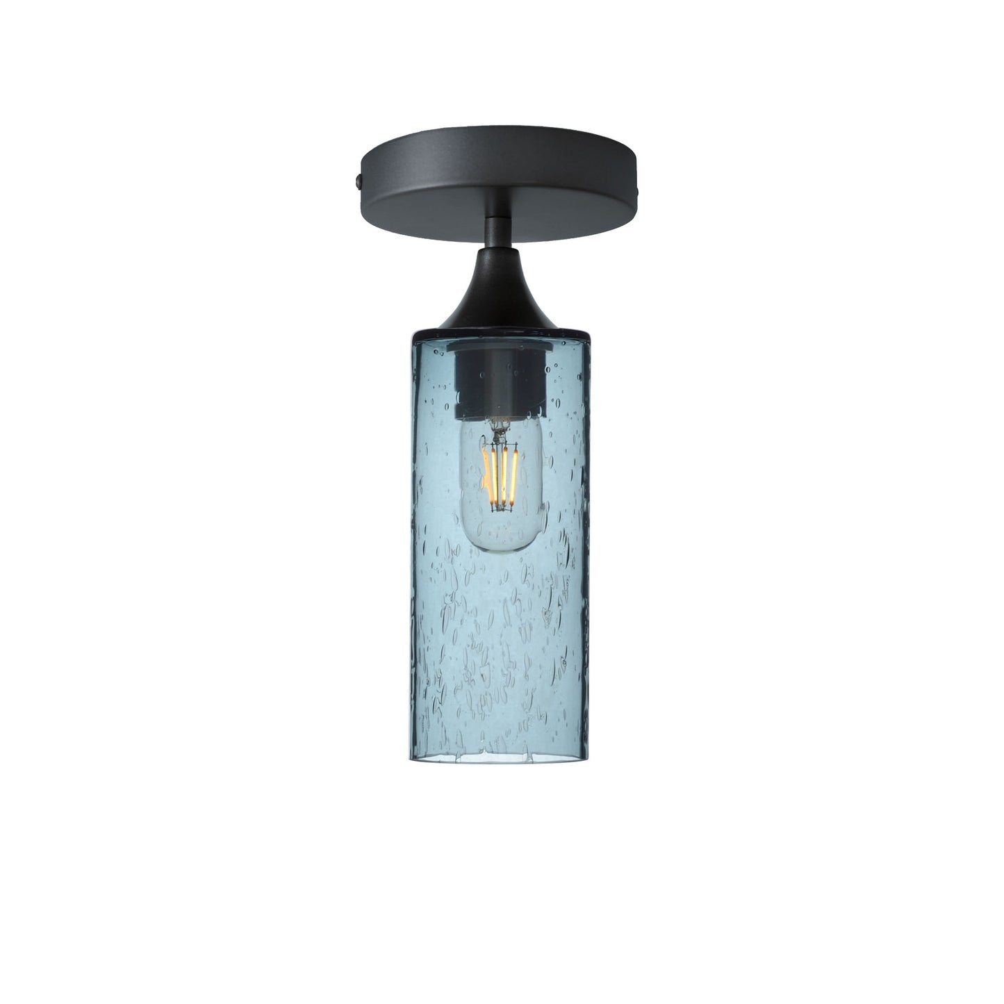513 Lunar: Semi Flush Light-Glass-Bicycle Glass Co - Hotshop-Slate Gray-Antique Bronze-Bicycle Glass Co