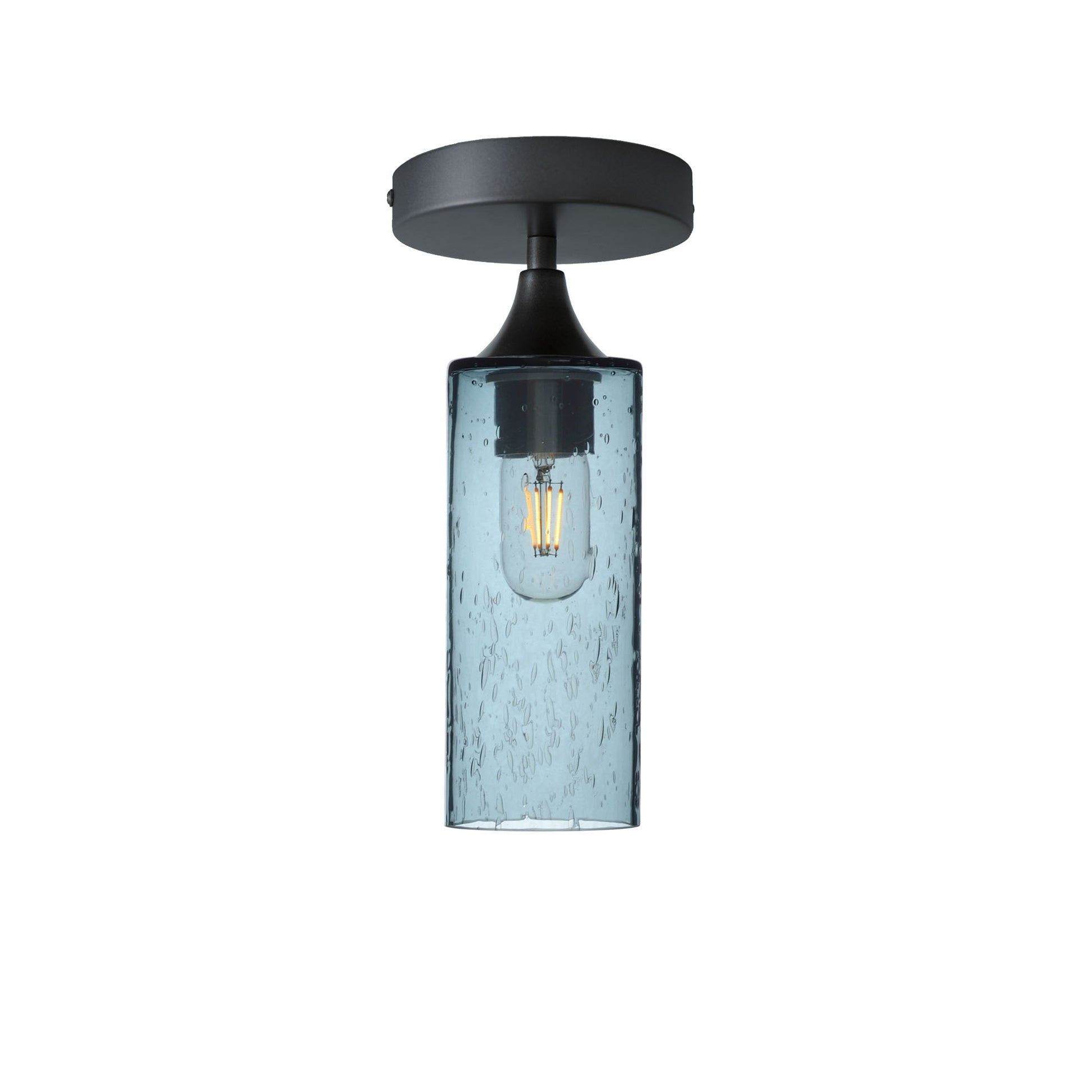 513 Lunar: Semi Flush Light-Glass-Bicycle Glass Co - Hotshop-Slate Gray-Antique Bronze-Bicycle Glass Co