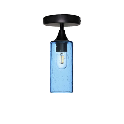 513 Lunar: Semi Flush Light-Glass-Bicycle Glass Co - Hotshop-Steel Blue-Matte Black-Bicycle Glass Co
