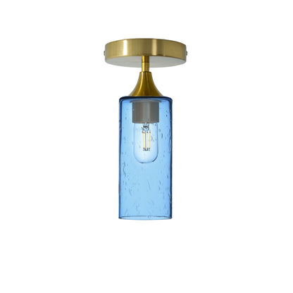 513 Lunar: Semi Flush Light-Glass-Bicycle Glass Co - Hotshop-Steel Blue-Polished Brass-Bicycle Glass Co