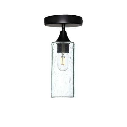 513 Lunar: Semi Flush Light-Glass-Bicycle Glass Co - Hotshop-Eco Clear-Matte Black-Bicycle Glass Co