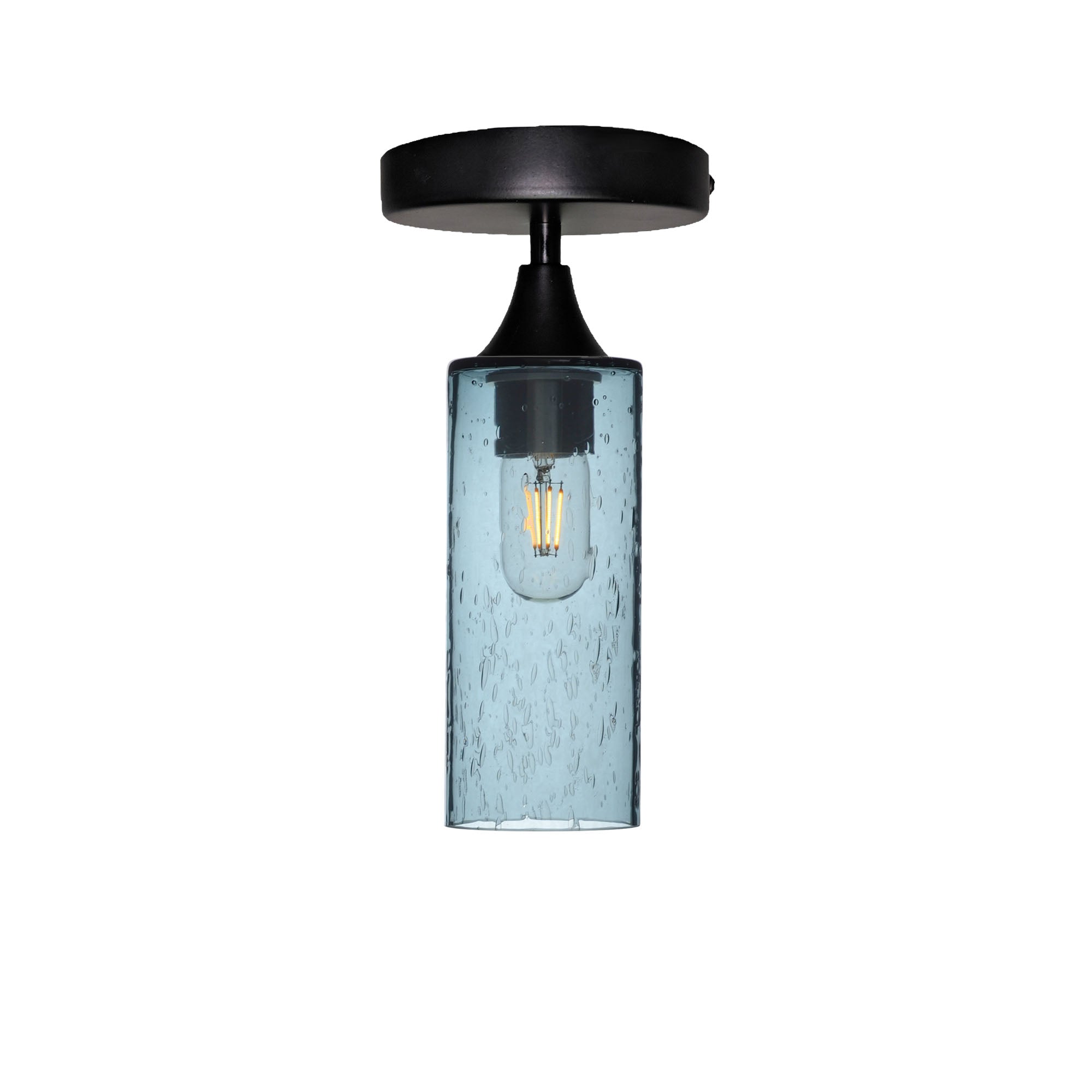 513 Lunar: Semi Flush Light-Glass-Bicycle Glass Co - Hotshop-Slate Gray-Matte Black-Bicycle Glass Co