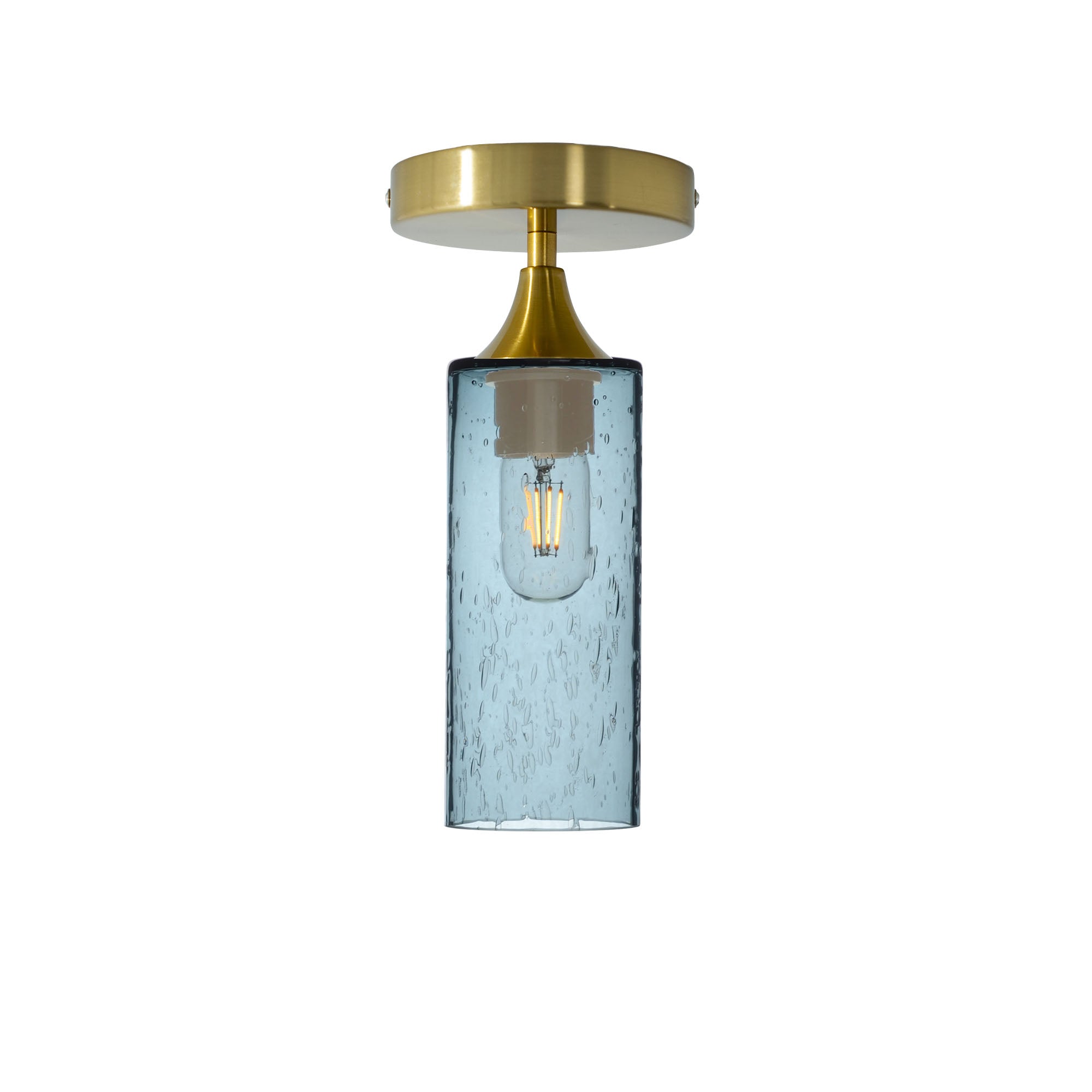 513 Lunar: Semi Flush Light-Glass-Bicycle Glass Co - Hotshop-Slate Gray-Polished Brass-Bicycle Glass Co