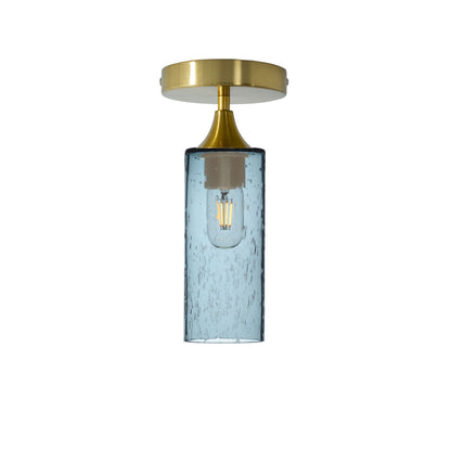 513 Lunar: Semi Flush Light-Glass-Bicycle Glass Co - Hotshop-Slate Gray-Polished Brass-Bicycle Glass Co