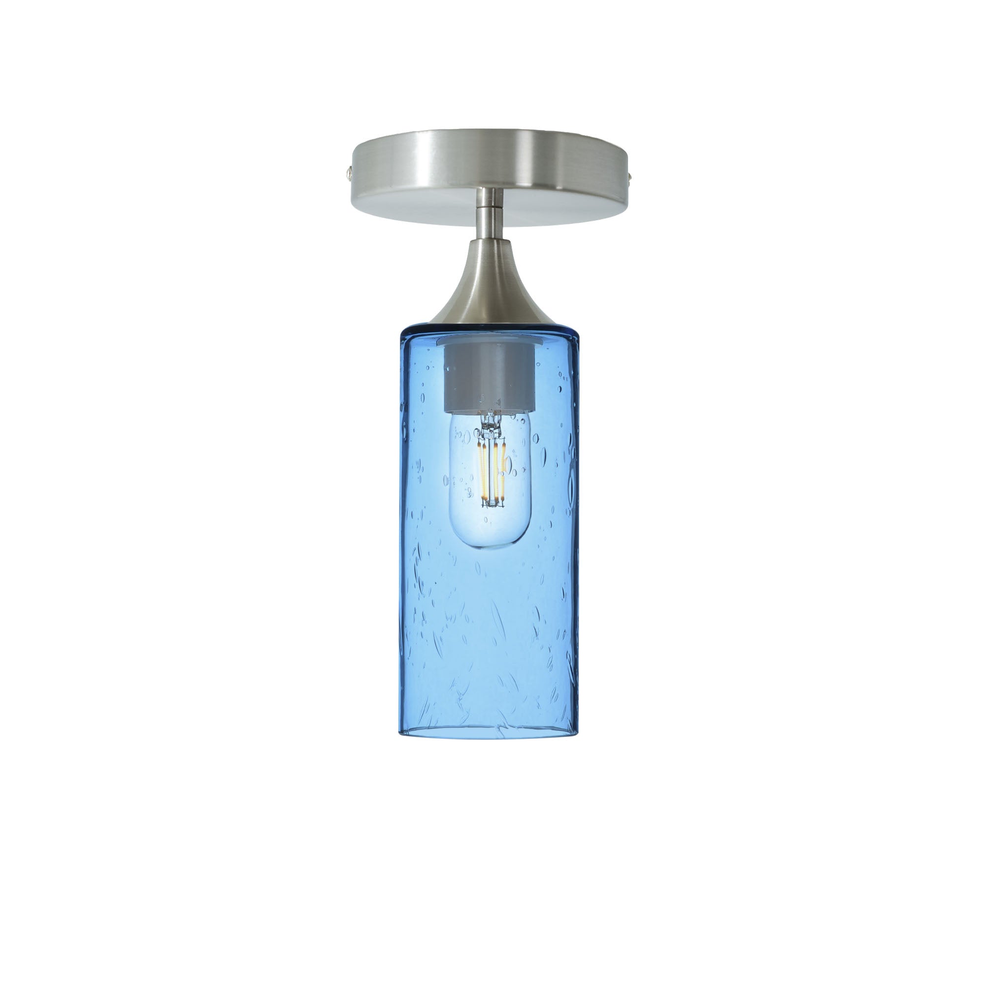 513 Lunar: Semi Flush Light-Glass-Bicycle Glass Co - Hotshop-Steel Blue-Brushed Nickel-Bicycle Glass Co