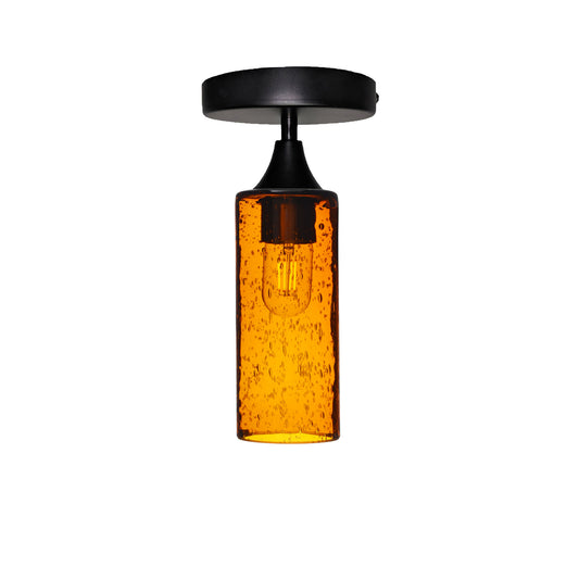 513 Lunar: Semi Flush Light-Glass-Bicycle Glass Co - Hotshop-Golden Amber-Matte Black-Bicycle Glass Co