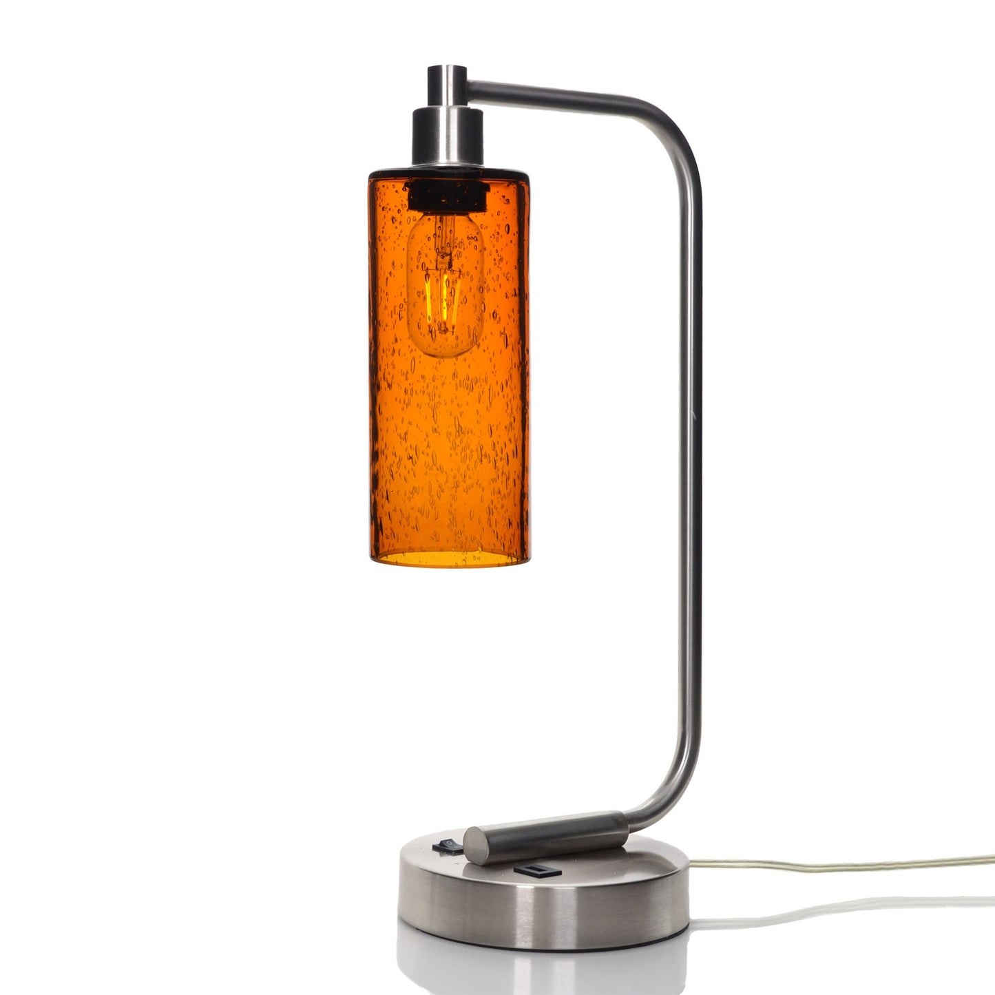 513 Lunar: Table Lamp-Glass-Bicycle Glass Co - Hotshop-Golden Amber-Brushed Nickel-Bicycle Glass Co