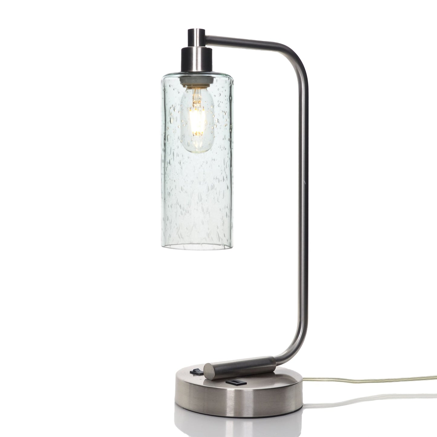 513 Lunar: Table Lamp-Glass-Bicycle Glass Co - Hotshop-Eco Clear-Brushed Nickel-Bicycle Glass Co