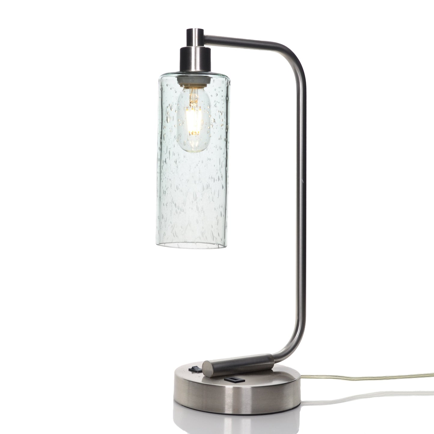 513 Lunar: Table Lamp-Glass-Bicycle Glass Co - Hotshop-Eco Clear-Brushed Nickel-4 Watt LED (+$0.00)-Bicycle Glass Co