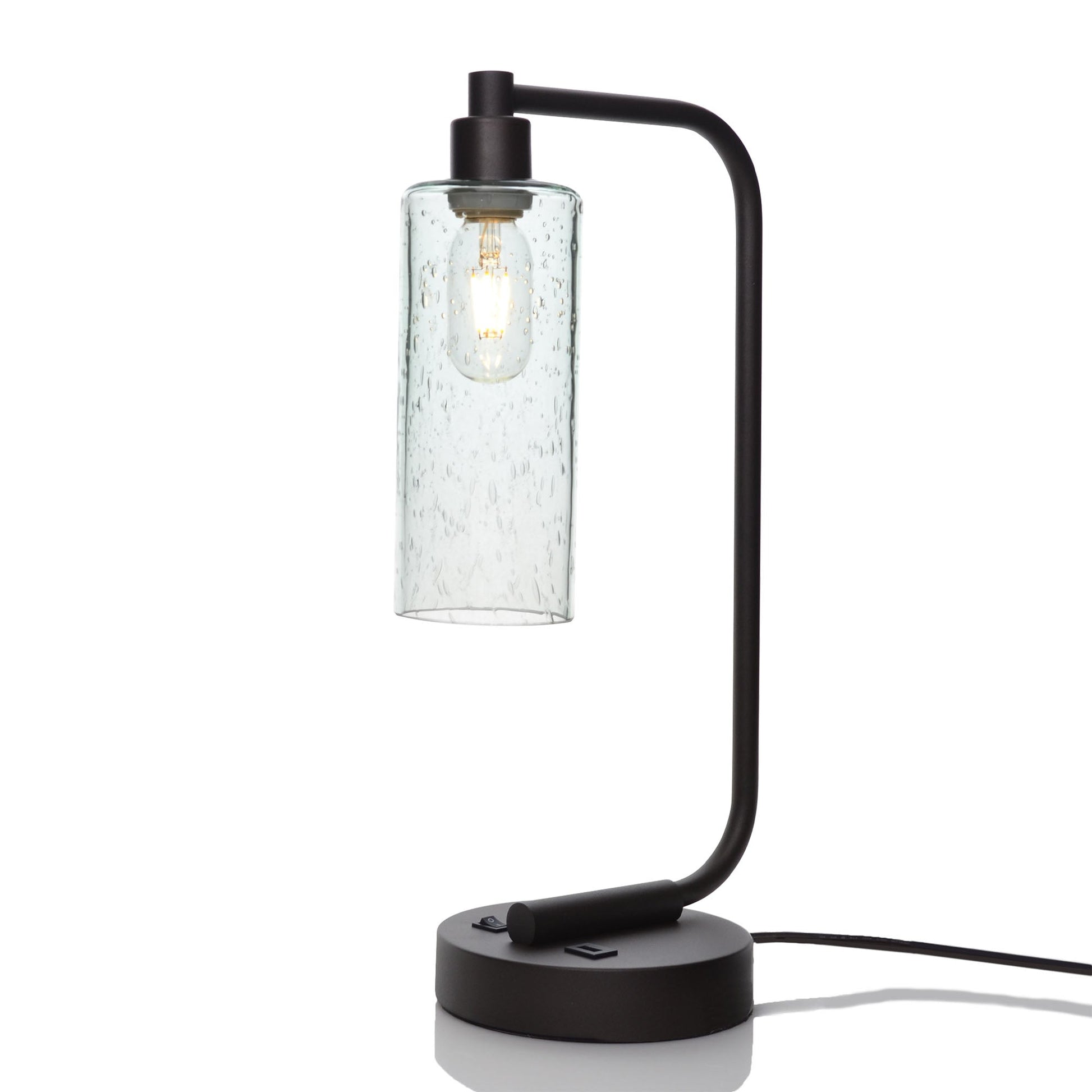 513 Lunar: Table Lamp-Glass-Bicycle Glass Co - Hotshop-Eco Clear-Matte Black-Bicycle Glass Co