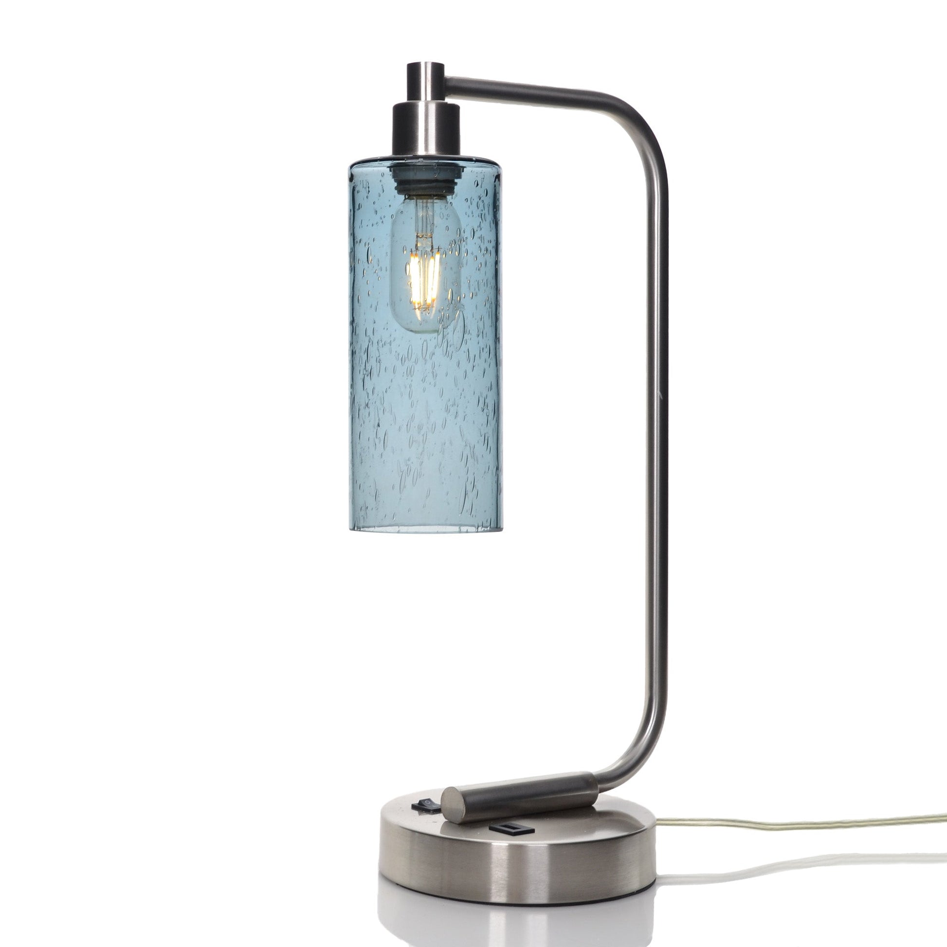 513 Lunar: Table Lamp-Glass-Bicycle Glass Co - Hotshop-Slate Gray-Brushed Nickel-4 Watt LED (+$0.00)-Bicycle Glass Co