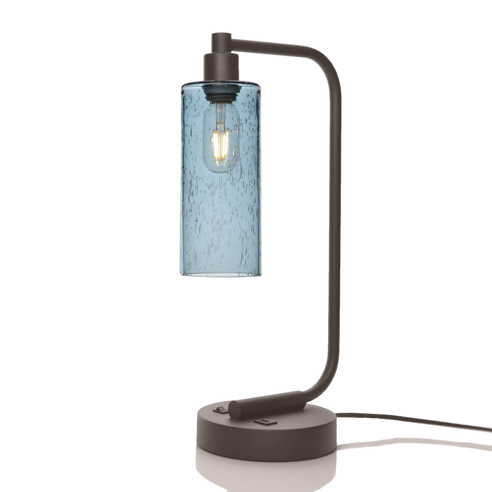 513 Lunar: Table Lamp-Glass-Bicycle Glass Co - Hotshop-Slate Gray-Dark Bronze-Bicycle Glass Co