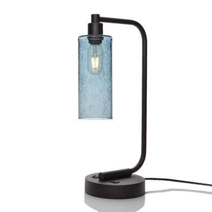 513 Lunar: Table Lamp-Glass-Bicycle Glass Co - Hotshop-Slate Gray-Antique Bronze-4 Watt LED (+$0.00)-Bicycle Glass Co
