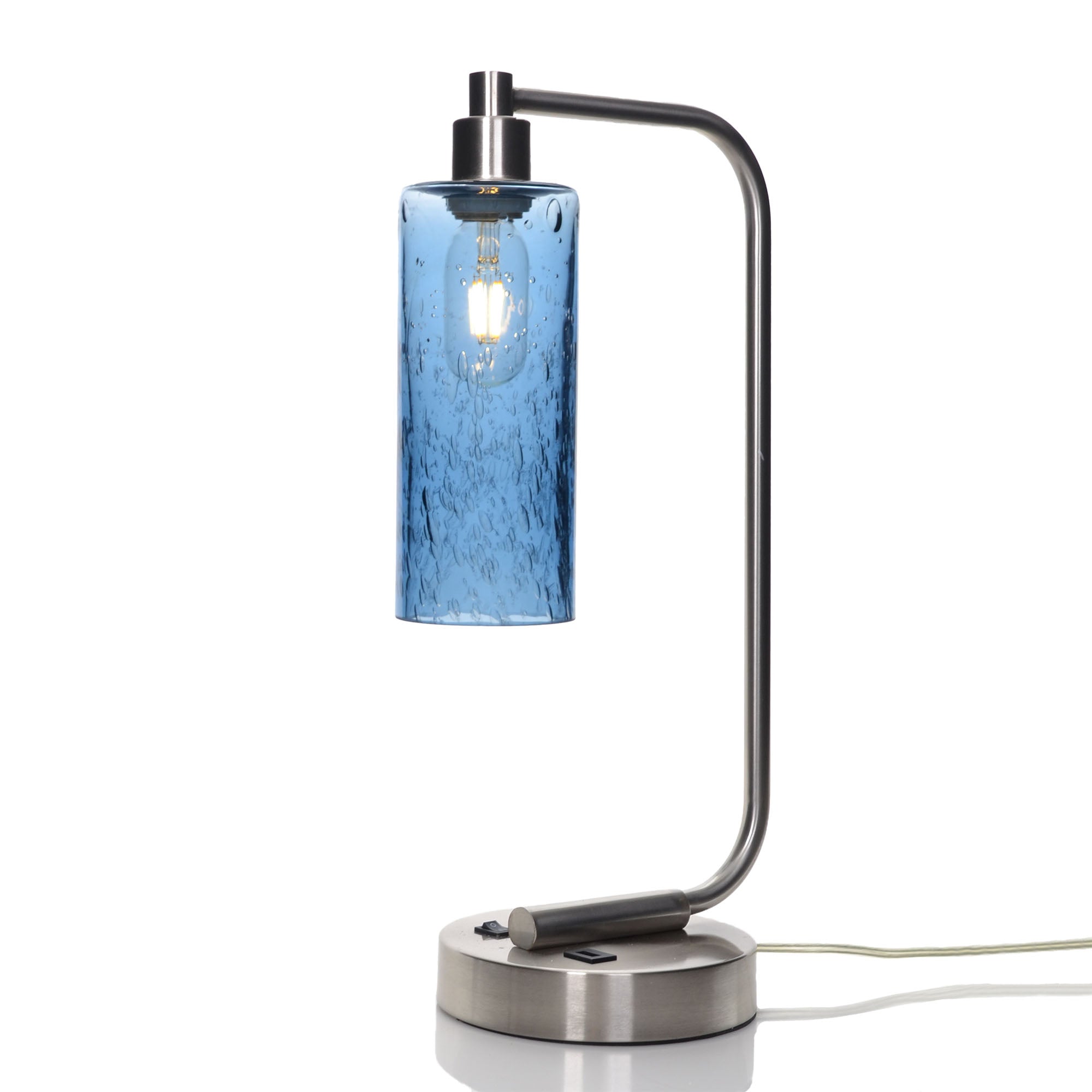 513 Lunar: Table Lamp-Glass-Bicycle Glass Co - Hotshop-Steel Blue-Brushed Nickel-Bicycle Glass Co