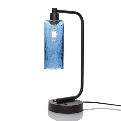 513 Lunar: Table Lamp-Glass-Bicycle Glass Co - Hotshop-Steel Blue-Antique Bronze-4 Watt LED (+$0.00)-Bicycle Glass Co