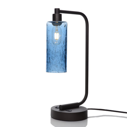 513 Lunar: Table Lamp-Glass-Bicycle Glass Co - Hotshop-Steel Blue-Matte Black-Bicycle Glass Co