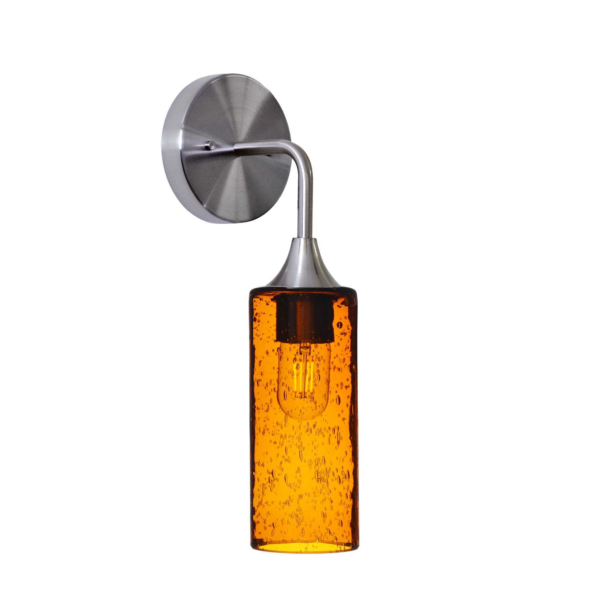 513 Lunar: Wall Sconce-Glass-Bicycle Glass Co - Hotshop-Golden Amber-Brushed Nickel-Bicycle Glass Co