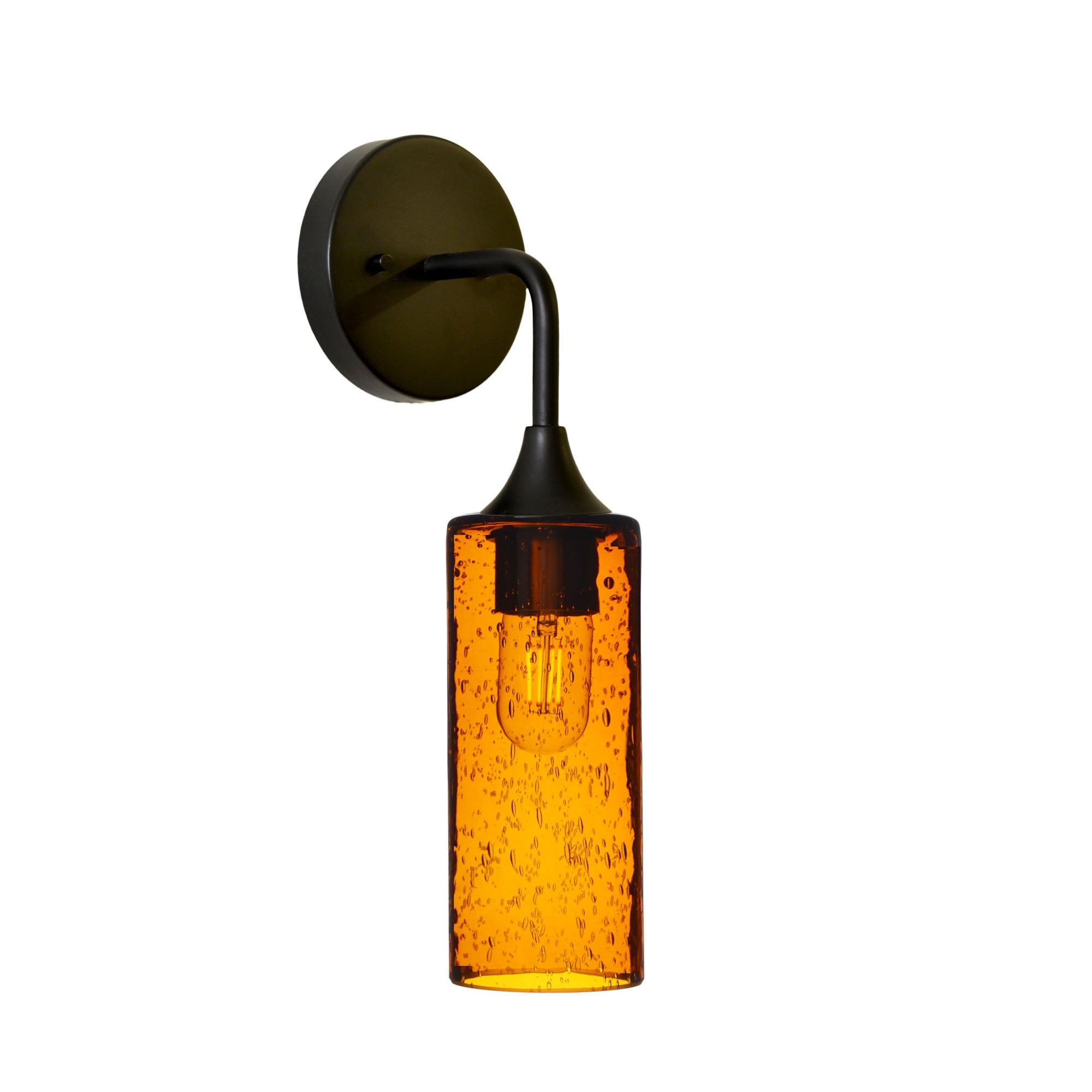 513 Lunar: Wall Sconce-Glass-Bicycle Glass Co - Hotshop-Golden Amber-Matte Black-Bicycle Glass Co