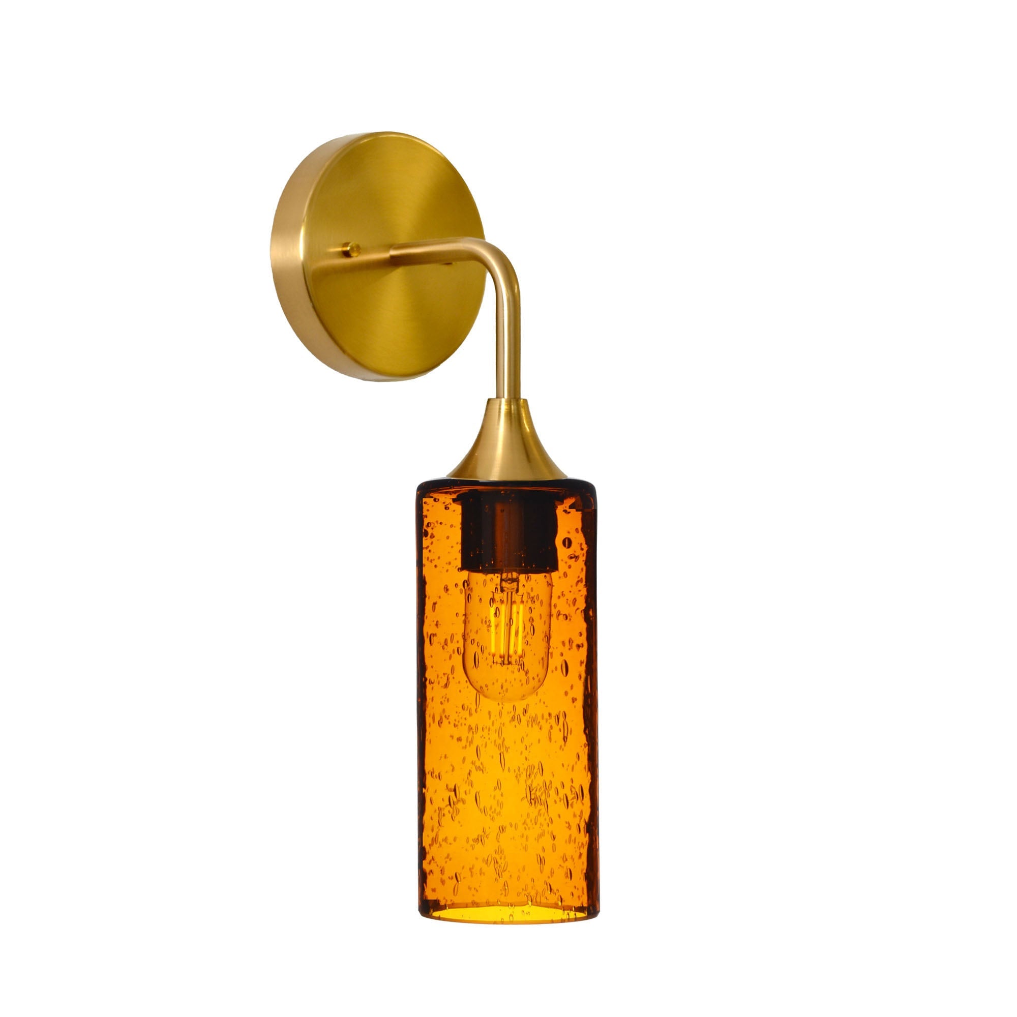 513 Lunar: Wall Sconce-Glass-Bicycle Glass Co - Hotshop-Golden Amber-Polished Brass-Bicycle Glass Co