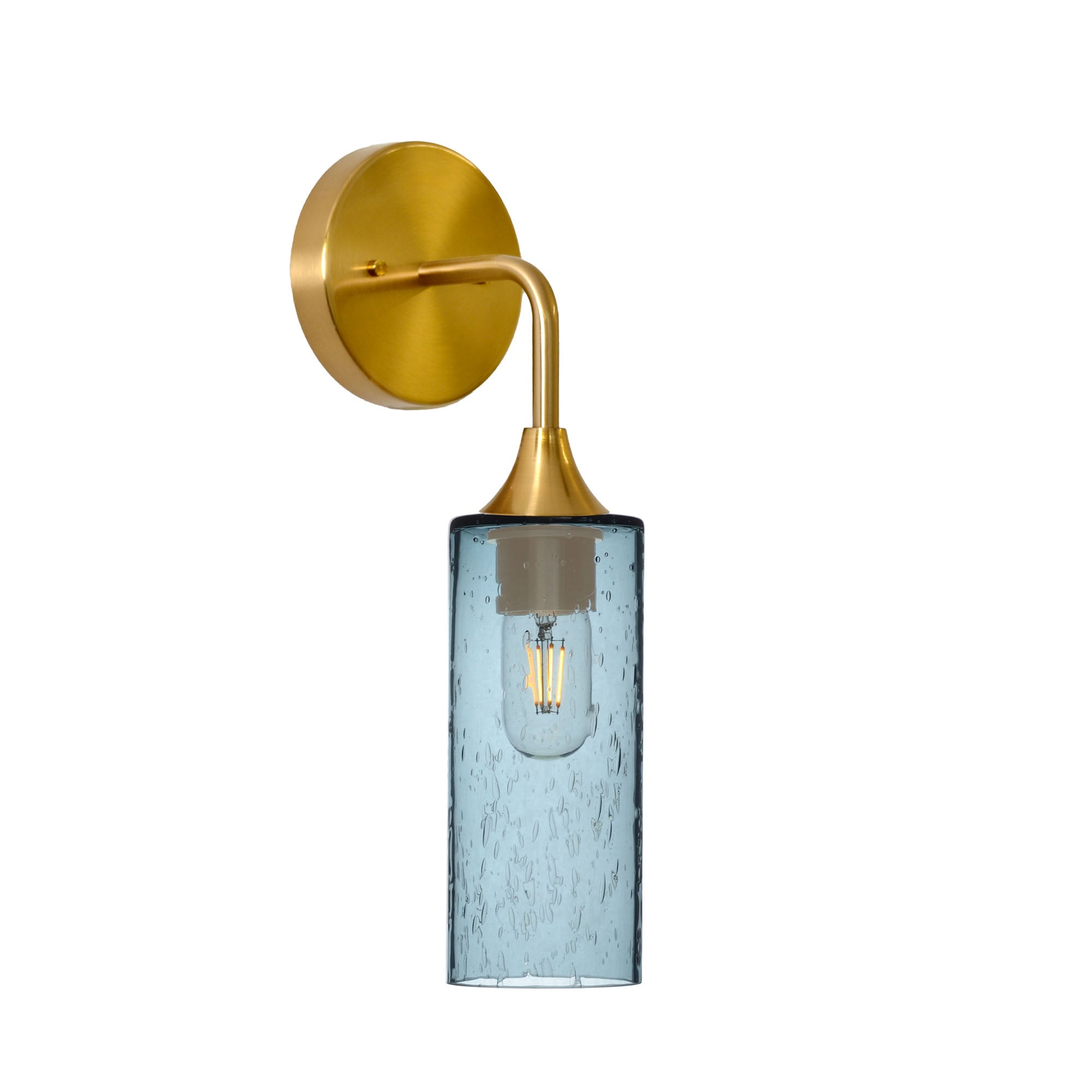 513 Lunar: Wall Sconce-Glass-Bicycle Glass Co - Hotshop-Slate Gray-Polished Brass-Bicycle Glass Co