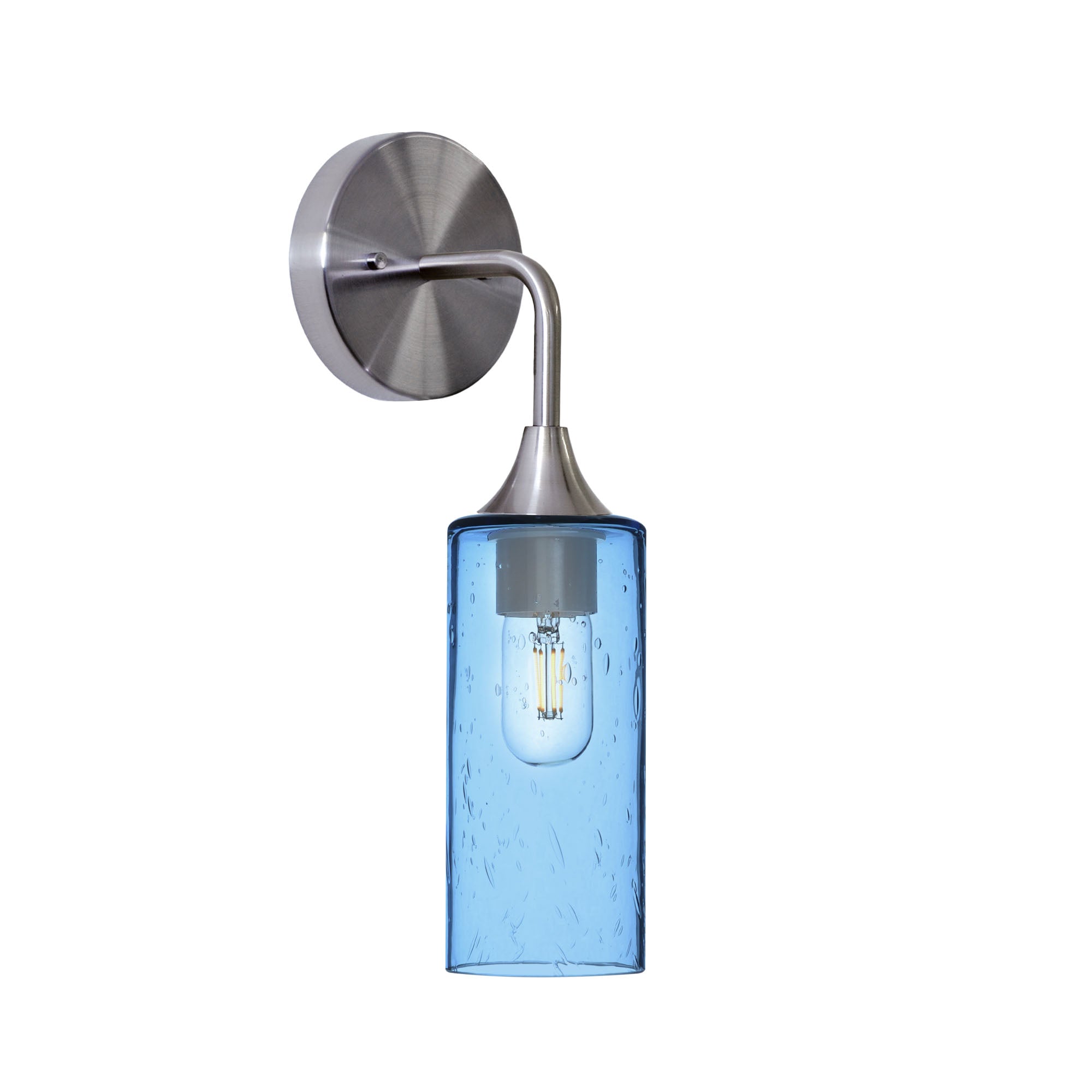 513 Lunar: Wall Sconce-Glass-Bicycle Glass Co - Hotshop-Steel Blue-Brushed Nickel-Bicycle Glass Co