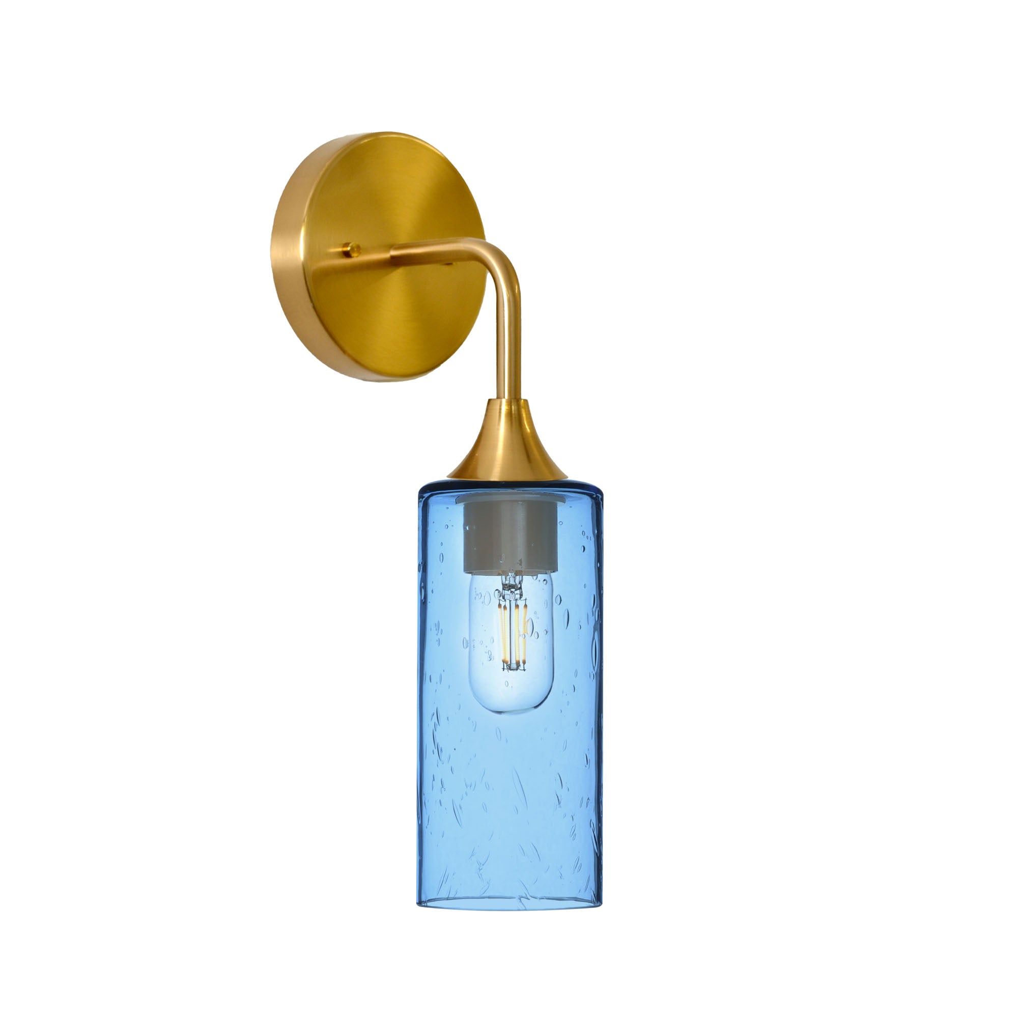 513 Lunar: Wall Sconce-Glass-Bicycle Glass Co - Hotshop-Steel Blue-Polished Brass-Bicycle Glass Co