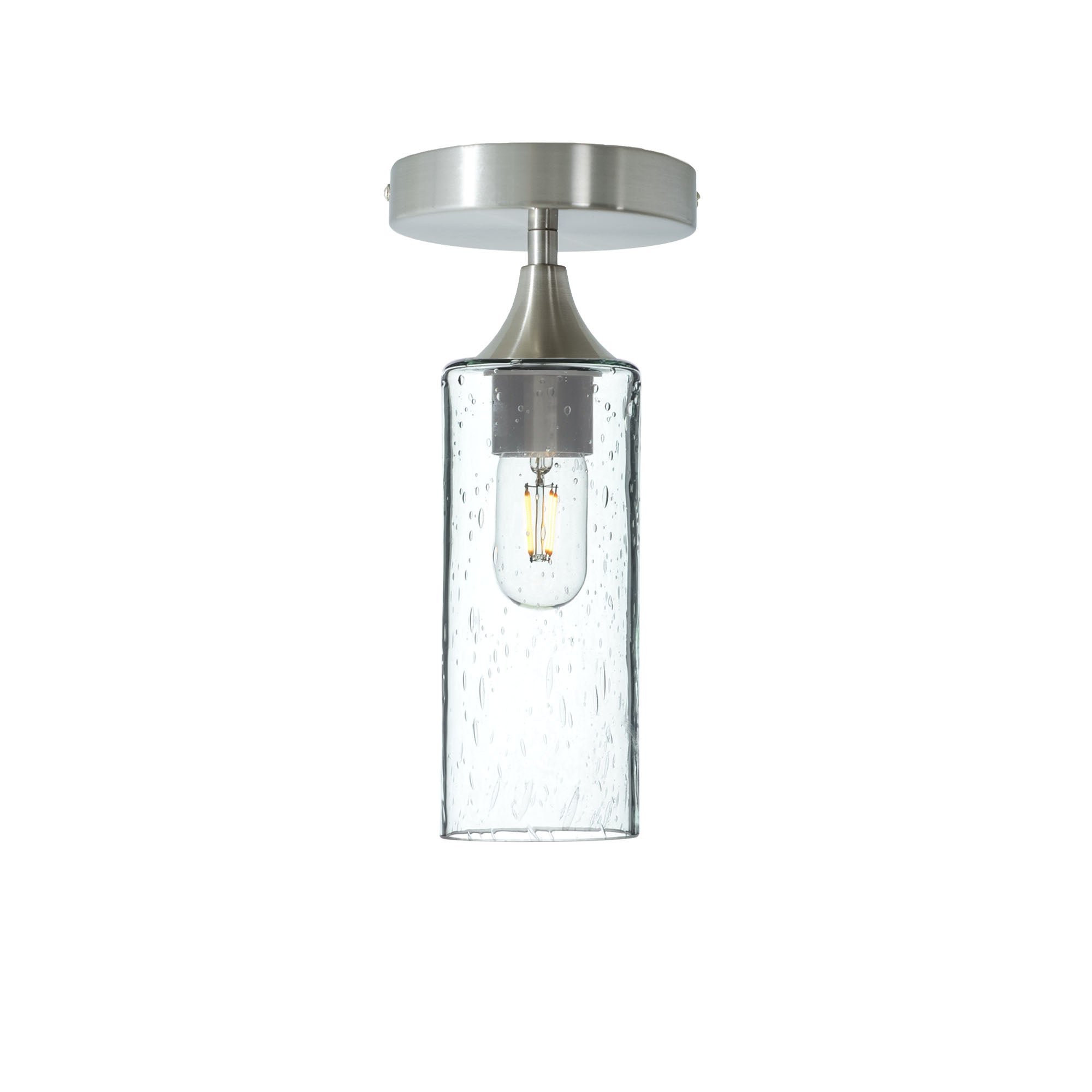 513 Semi-Flush-Glass-Bicycle Glass Co-Lunar-Eco Clear-Brushed Nickel-Bicycle Glass Co
