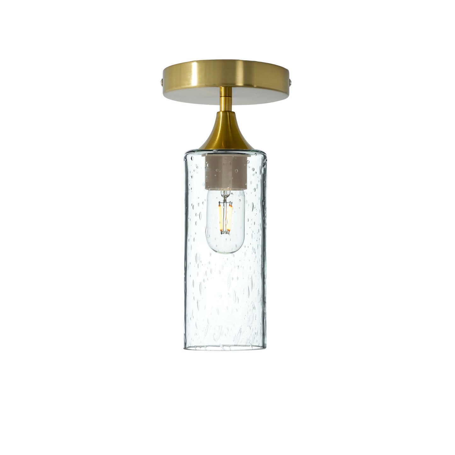 513 Semi-Flush-Glass-Bicycle Glass Co-Lunar-Eco Clear-Polished Brass-Bicycle Glass Co