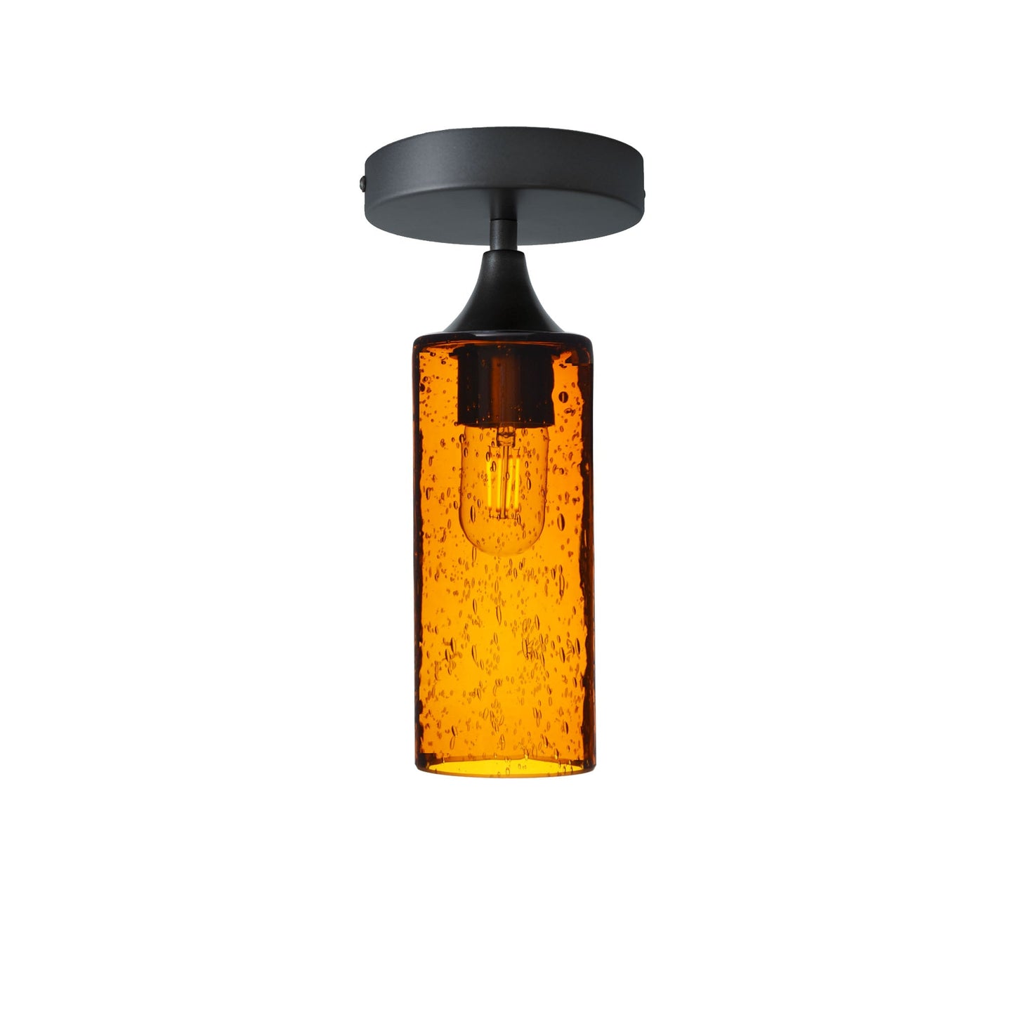 513 Semi-Flush-Glass-Bicycle Glass Co-Lunar-Golden Amber-Antique Bronze-Bicycle Glass Co
