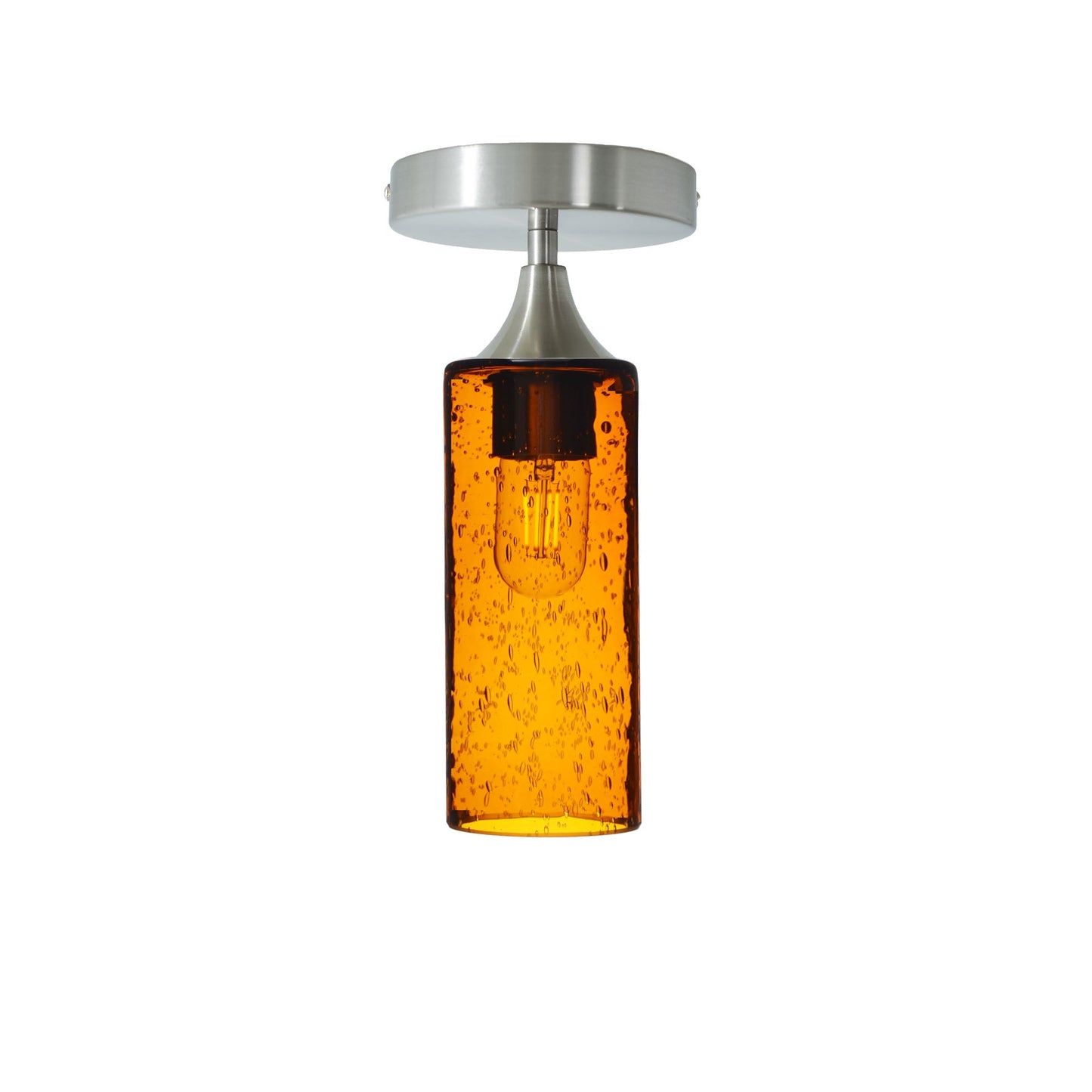 513 Semi-Flush-Glass-Bicycle Glass Co-Lunar-Golden Amber-Brushed Nickel-Bicycle Glass Co