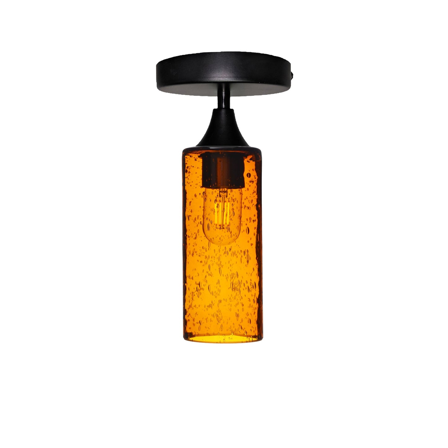 513 Semi-Flush-Glass-Bicycle Glass Co-Lunar-Golden Amber-Matte Black-Bicycle Glass Co