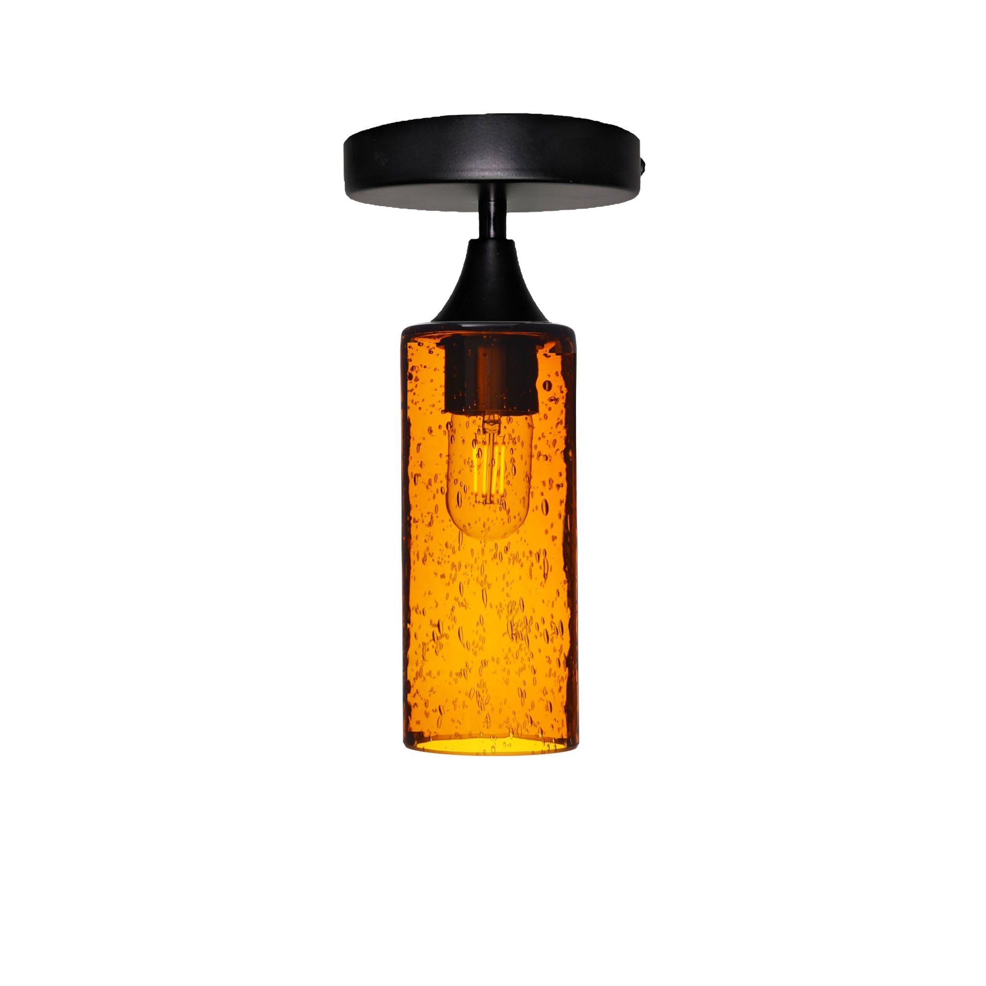 513 Semi-Flush-Glass-Bicycle Glass Co-Lunar-Golden Amber-Matte Black-Bicycle Glass Co