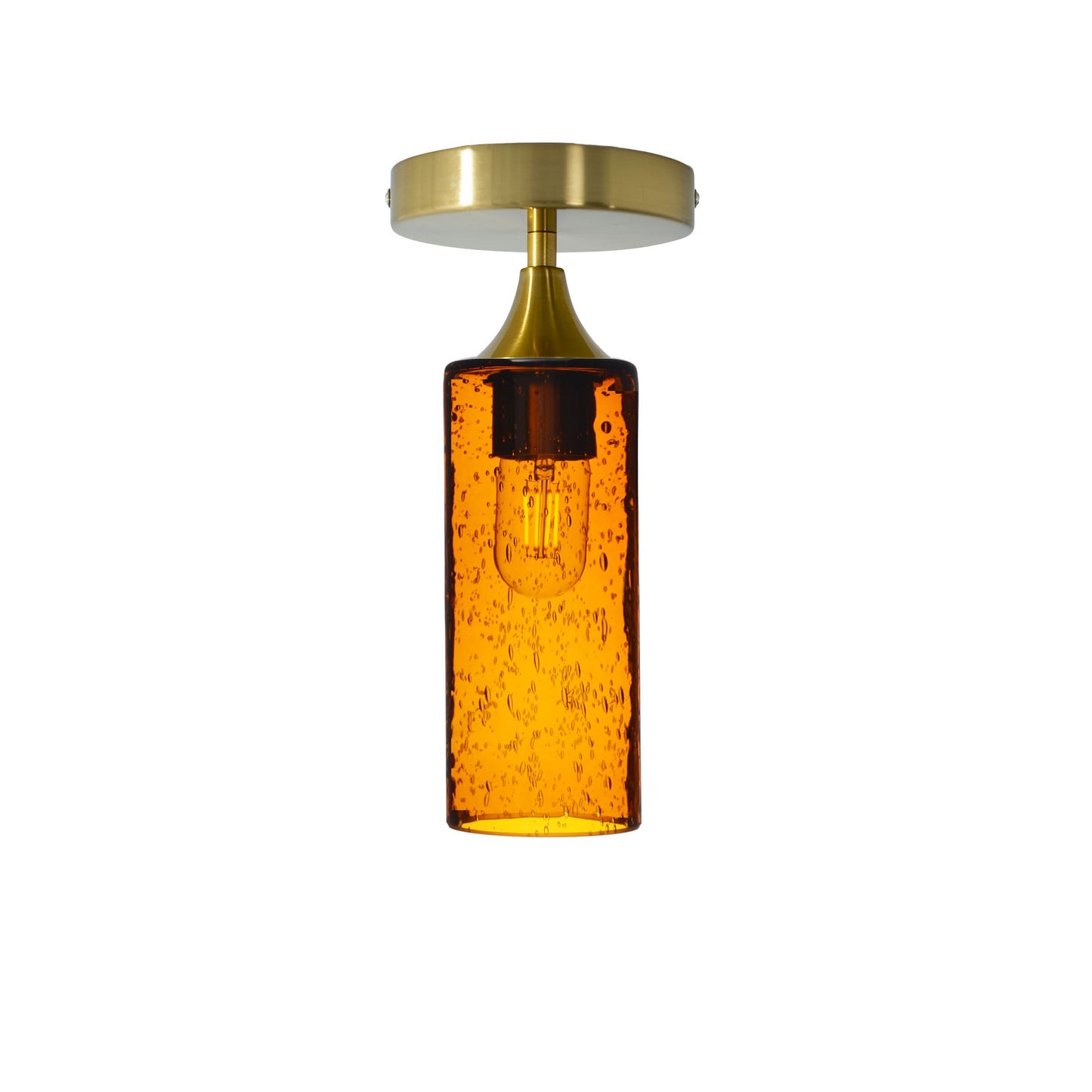 513 Semi-Flush-Glass-Bicycle Glass Co-Lunar-Golden Amber-Polished Brass-Bicycle Glass Co