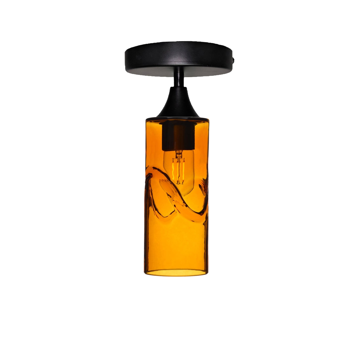 513 Semi-Flush-Glass-Bicycle Glass Co-Swell-Golden Amber-Matte Black-Bicycle Glass Co