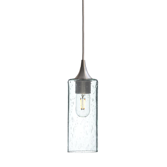 513 Single Pendant Light-Bicycle Glass Co-Brushed Nickel 15ft Cord + Track Mount-Lunar-Eco Clear-Bicycle Glass Co