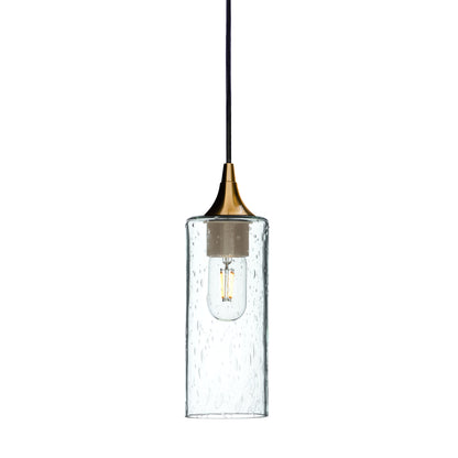 513 Single Pendant Light-Bicycle Glass Co-Polished Brass 15ft Cord + Track Mount-Lunar-Eco Clear-Bicycle Glass Co
