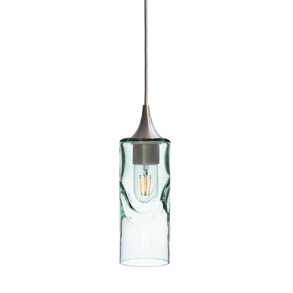 513 Single Pendant Light-Bicycle Glass Co-Brushed Nickel 15ft Cord + Track Mount-Swell-Eco Clear-Bicycle Glass Co