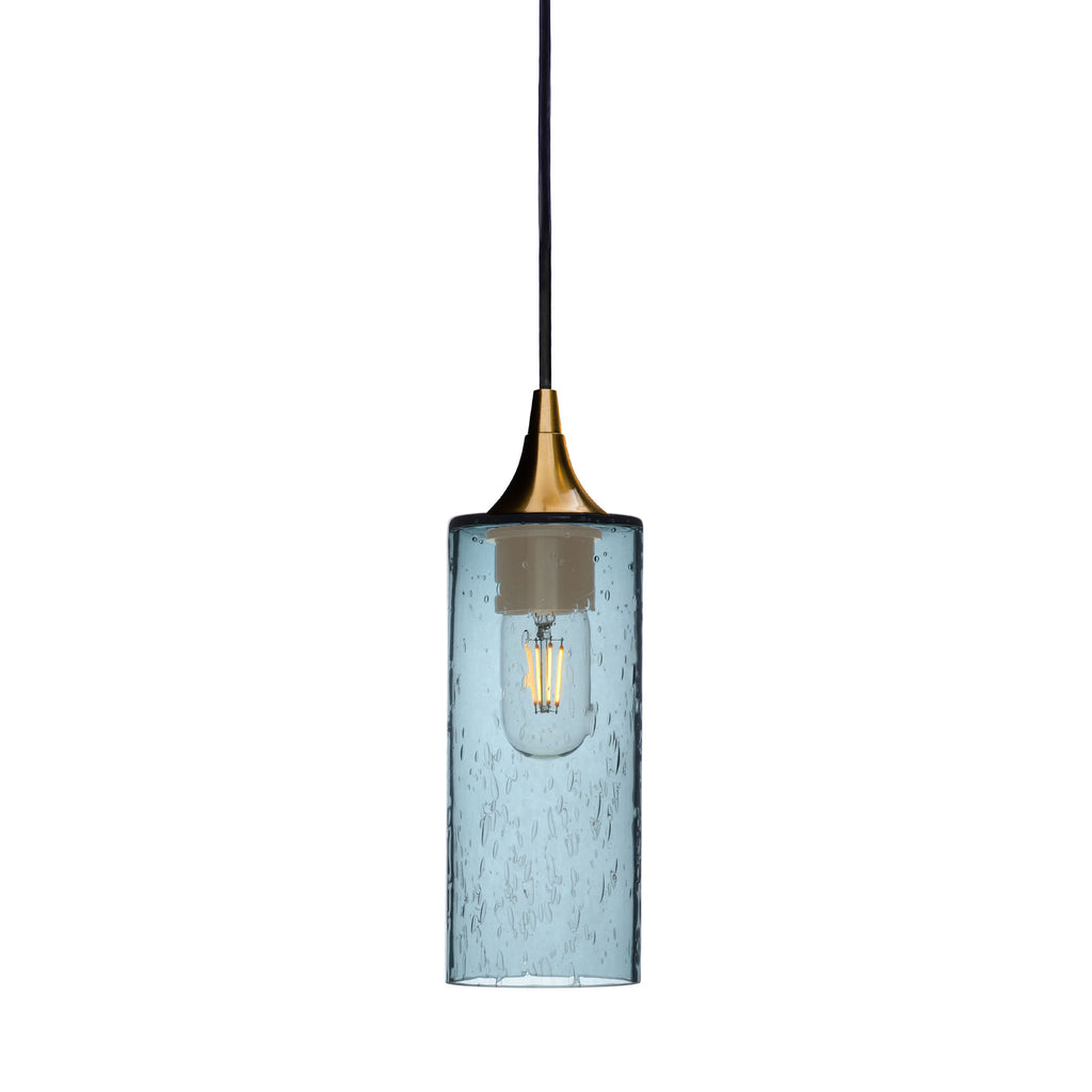 513 Single Pendant Light-Bicycle Glass Co-Polished Brass 15ft Cord + Track Mount-Lunar-Slate Gray-Bicycle Glass Co