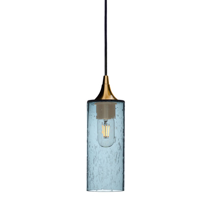 513 Single Pendant Light-Bicycle Glass Co-Polished Brass 15ft Cord + Track Mount-Lunar-Slate Gray-Bicycle Glass Co
