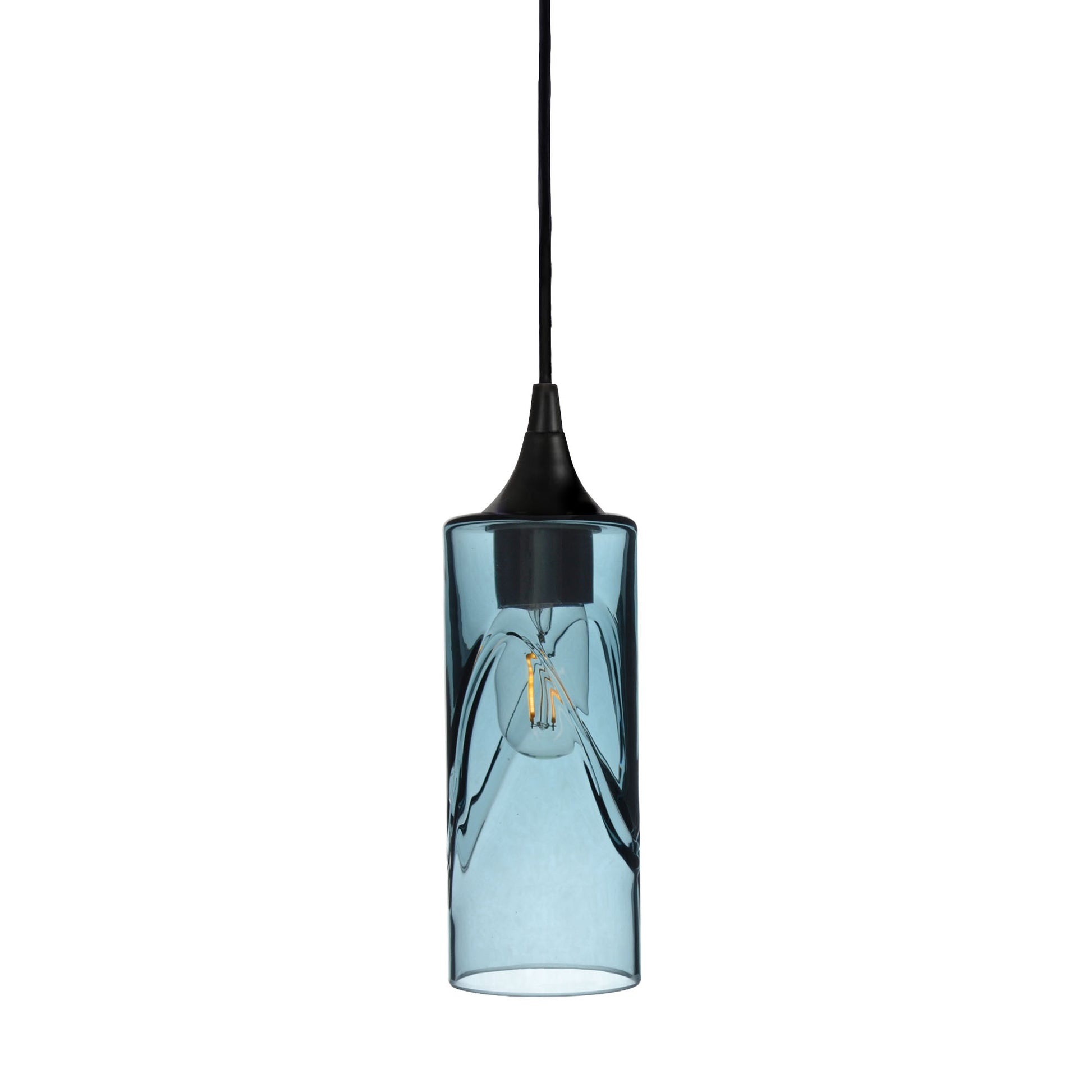 513 Single Pendant Light-Bicycle Glass Co-Matte Black 15ft Cord + Track Mount-Swell-Slate Gray-Bicycle Glass Co
