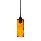 513 Single Pendant Light-Bicycle Glass Co-Matte Black 15ft Cord + Track Mount-Lunar-Golden Amber-Bicycle Glass Co